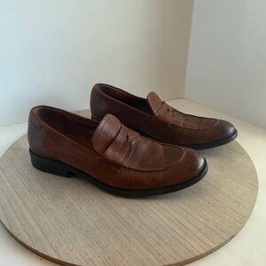 Frye Men’s Brown Leather Penny Loafers Size 9D – Made in Mexico, Classic